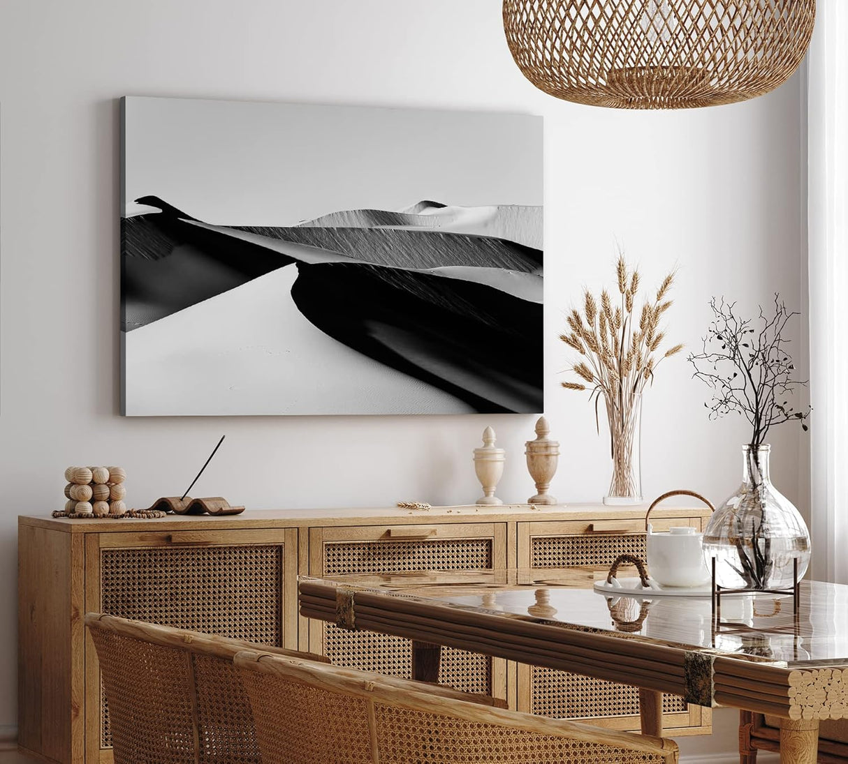 Paul Sinus Wandbild 120x80cm Schwarz Weiß Fotografie Wüste Sanddünen Kunstvoll
