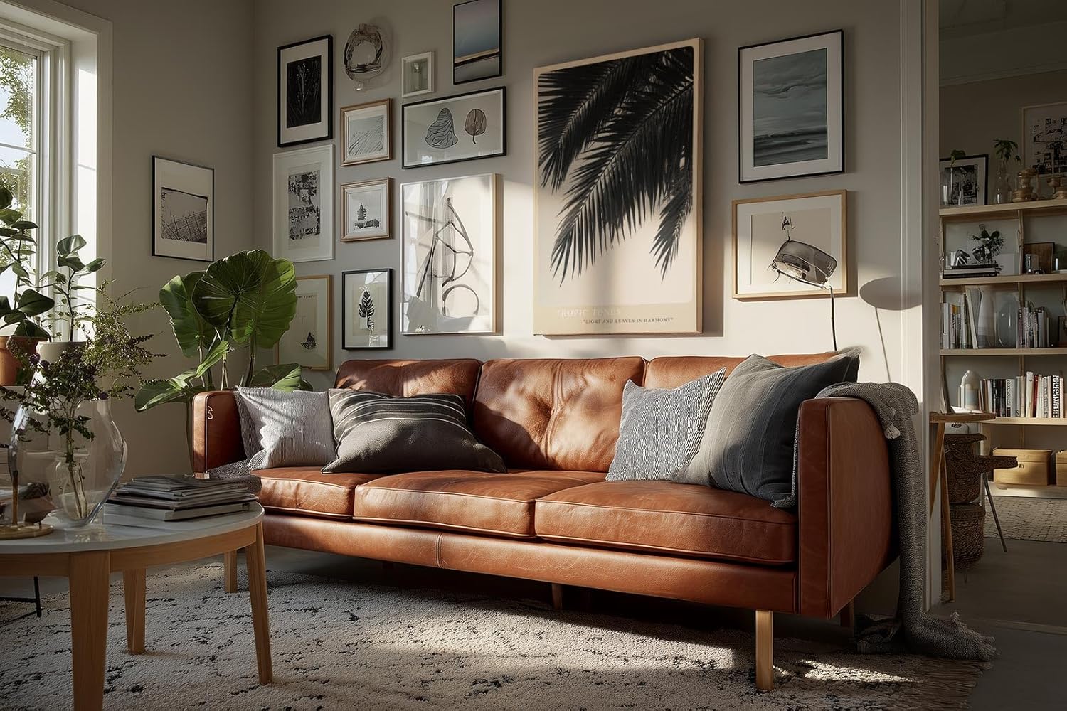 Paul Sinus Wandbild in 40x60cm Tropic Tones – harmonisches Palmenmotiv in sanften Sepiatönen auf Leinwand für stilvolle Raumgestaltung