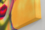 Sinus Art Wandbild 120x80cm Starke Frauenfigur mit roten Lippen und abstrakter Farbgestaltung im Neonstil