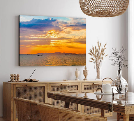 Paul Sinus Wandbild 120x80cm Thailand Meer roter Himmel Sonnenuntergang Schiffe