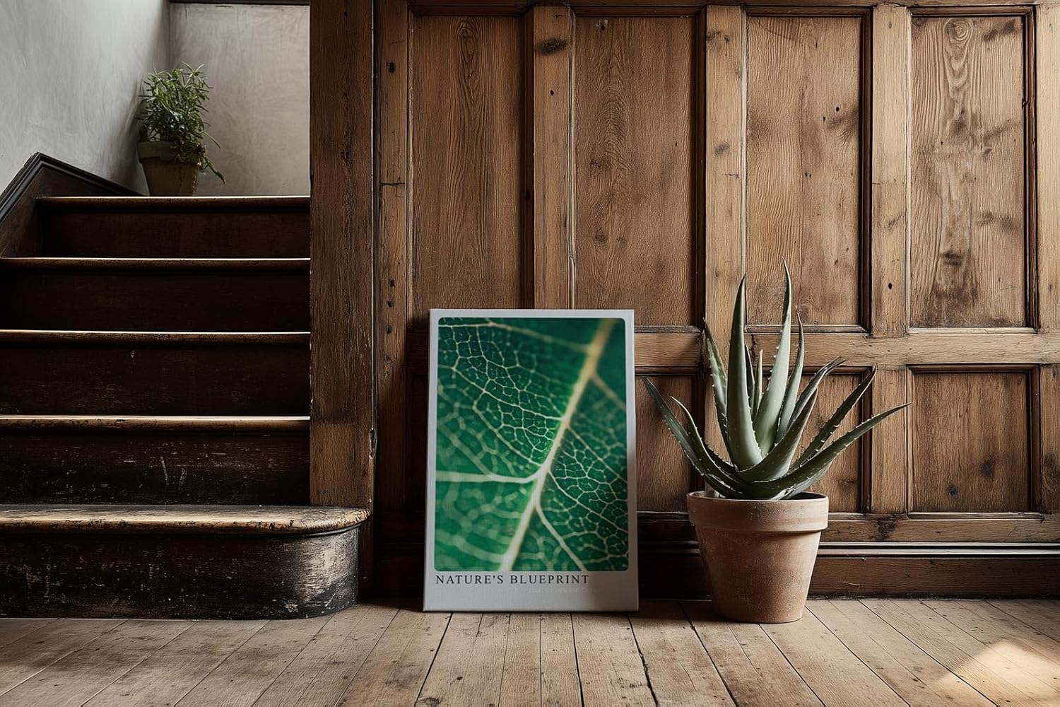 Paul Sinus Wandbild 80x120cm Nature's Blueprint – Blattstruktur in Nahaufnahme mit lebendiger Linienführung