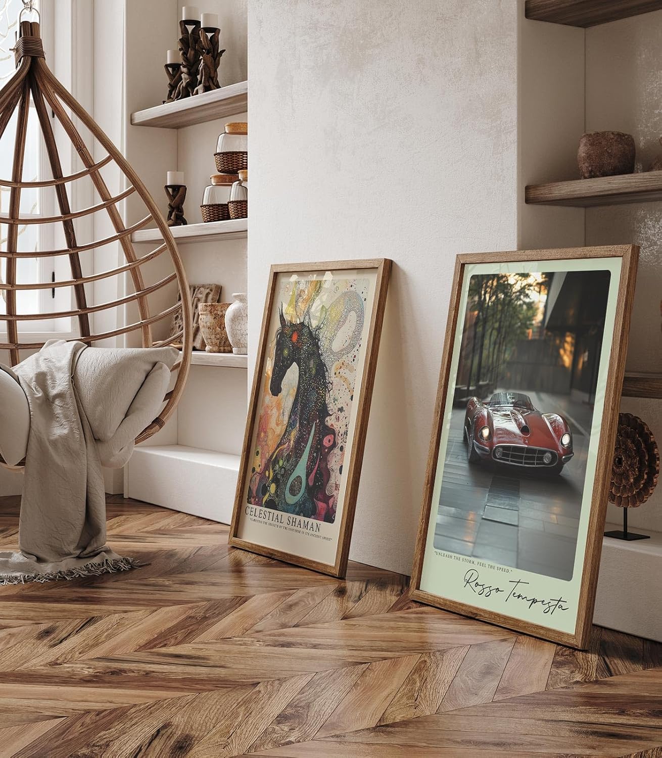 Paul Sinus Leinwandbild 40x60cm Rosso Tempesta Leinwandbild legendärer Sportwagen in urbaner Umgebung dynamisches Design und pure Geschwindigkeit