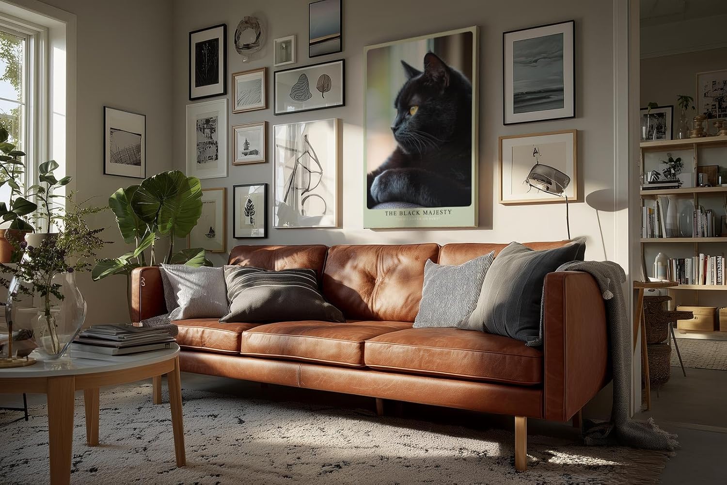 Paul Sinus Wandbild in 40x60cm schwarzer Kater im Profil – edles Tierporträt mit intensiven Augen für stilvolle Raumgestaltung