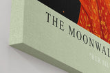 Paul Sinus Wandbild in 40x60cm The Moonwalker Illustration einer Frau im orangefarbenen Kleid vor Mondsichel mit eleganter, verträumter Ausstrahlung