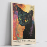 Paul Sinus Leinwandbild 60x90cm faszinierende Darstellung einer kosmischen Katze mit leuchtenden Augen, kunstvolle Wandkunst in galaktischen Farben