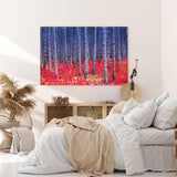 Paul Sinus Wandbild 120x80cm Fichtenwald Bäume Wald Rot Kunstvoll Fichten