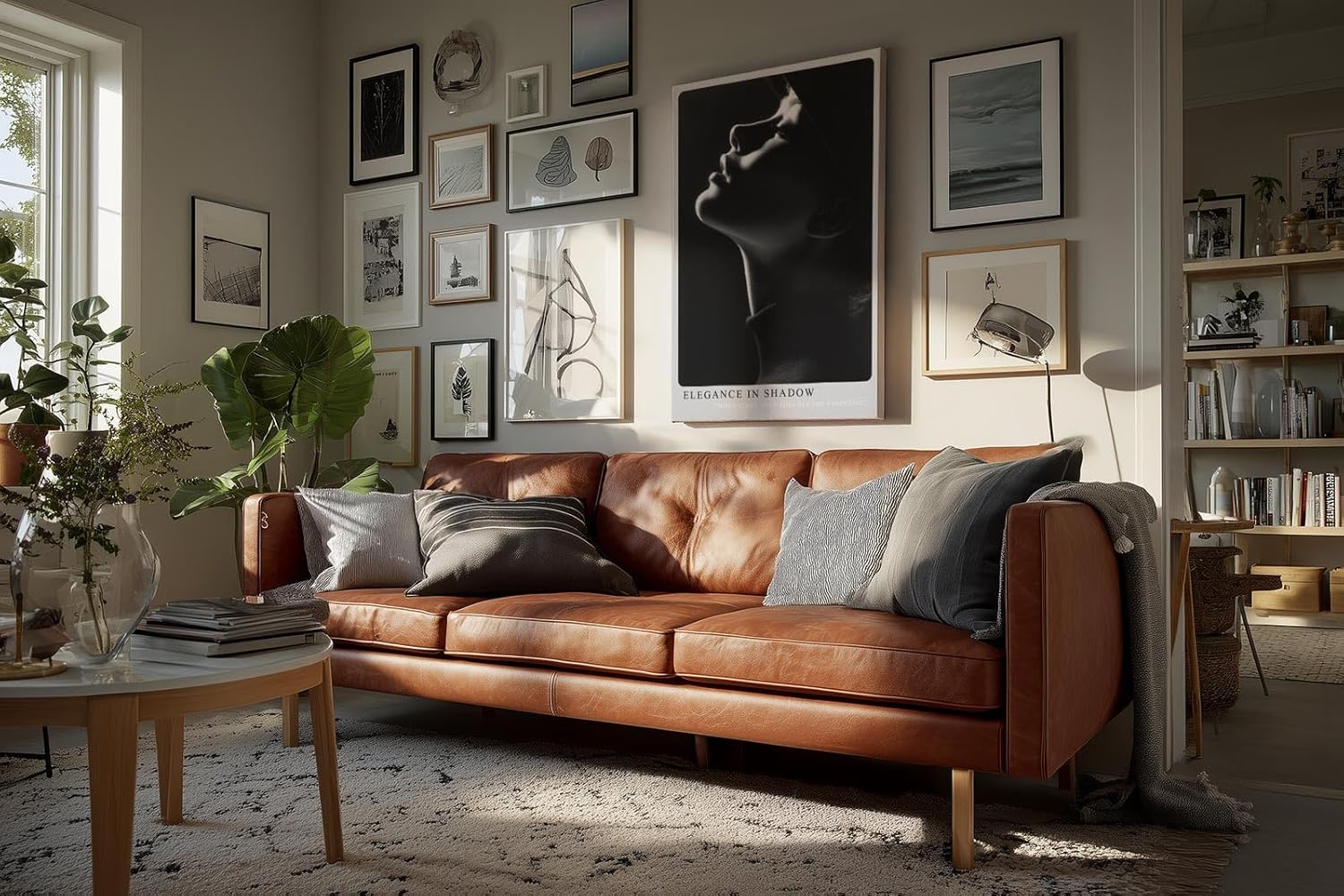 Paul Sinus Wandbild in 40x60cm Elegance in Shadow – stilvolles Schwarz-Weiß-Porträt in Licht und Schatten auf hochwertiger Leinwand für modernes Interieur