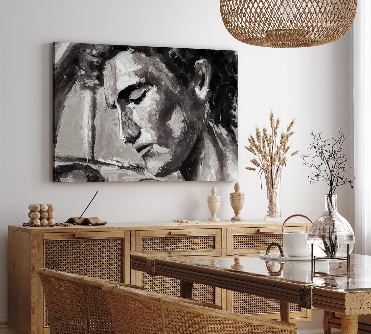 Wandbild 120x80cm Porträt eines Mannes Abstrakt Schwarz Weiß