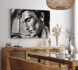 Wandbild 120x80cm Porträt eines Mannes Abstrakt Schwarz Weiß