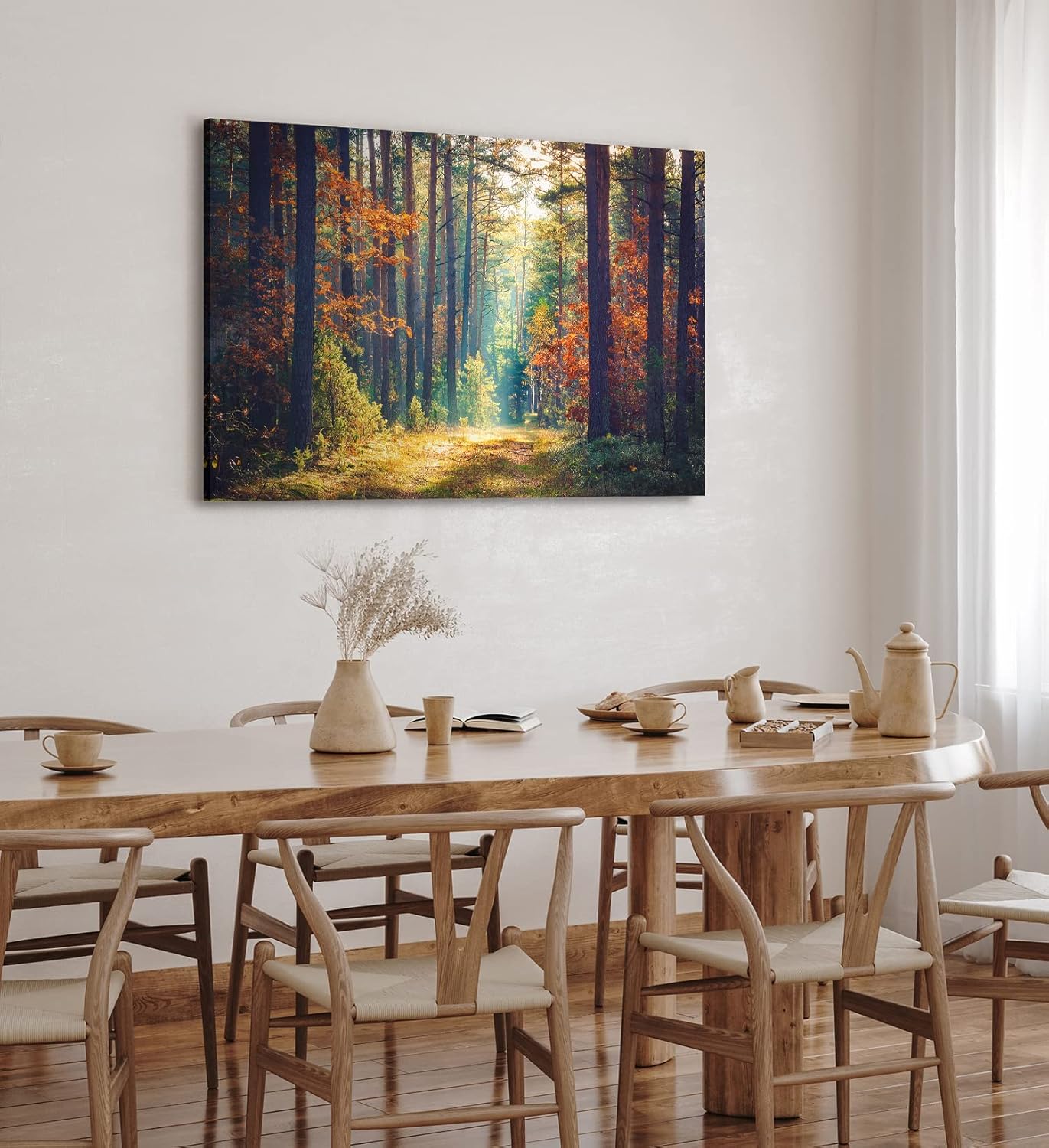 Paul Sinus Wandbild 120x80cm Wald Waldweg Bäume Sonnenstrahl Natur Herbst