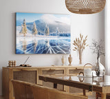 Paul Sinus Wandbild 120x80cm Gefrorener See Eis Schnee Winterlandschaft Tannenwald