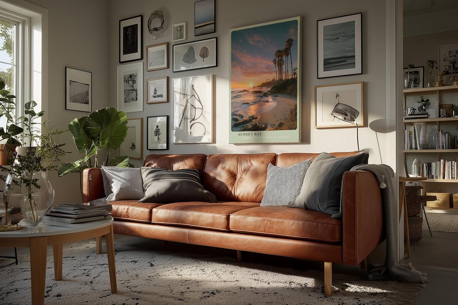 Paul Sinus Wandbild in 40x60cm Sunset Bay mit malerischem Sonnenuntergang und Palmenküste für entspannte Wandgestaltung