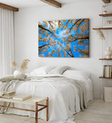 Wandbild 120x80cm Bäume Himmel Blau Herbst Baumkronen Natur