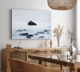 Paul Sinus Wandbild 120x80cm Meer Nebel Felsen Weiß Fotokunst Horizont Harmonisch