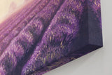 Sinus Art Wandbild 120x80cm Friedliche Landschaft mit Lavendelreihen und weichem Abendlicht für stimmungsvolle Atmosphäre