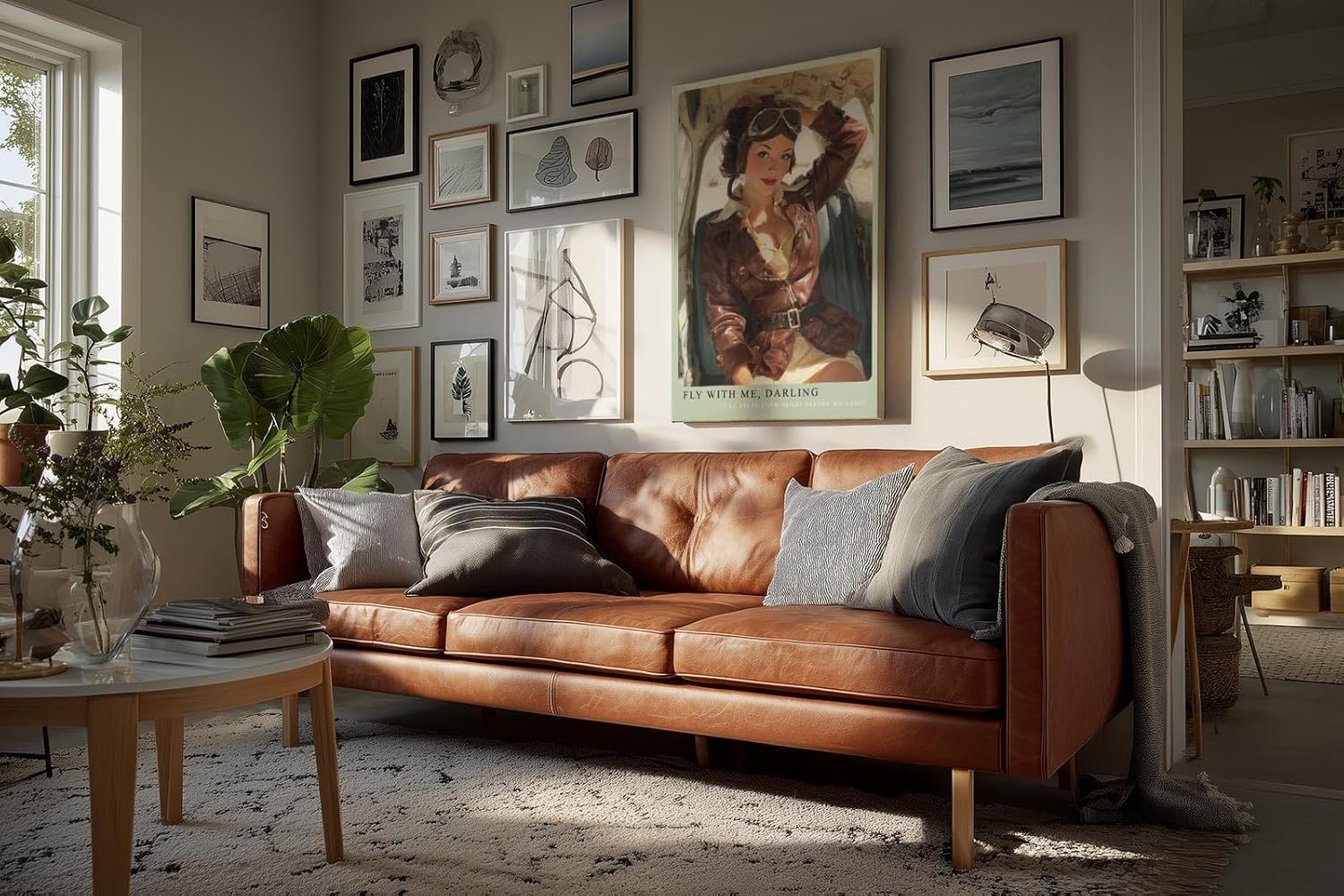 Paul Sinus Wandbild in 40x60cm Fly With Me, Darling – Pin-up-Pilotin im Cockpit mit Lederjacke und Fliegerbrille