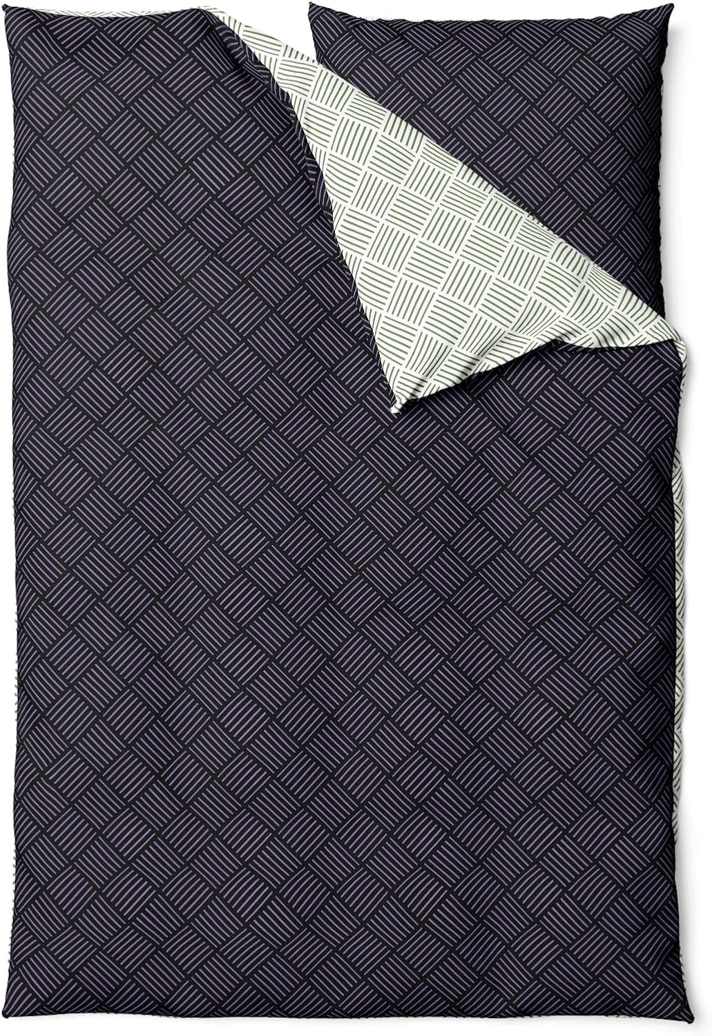 Sinus Art Bettwäsche 135x200 cm + 80x80 cm – Hellgrau mit Karomuster – Wendeoptik – Mikrofaser – Reißverschluss – modern & pflegeleicht