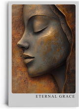 Paul Sinus Leinwandbild 40x60cm Leinwandbild Skulpturale Eleganz in Bronze – Kunstvolle Reliefoptik mit weiblichem Gesicht, warme Erdtöne
