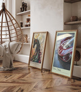 Paul Sinus Leinwandbild 40x60cm Velox Stratos Leinwandbild rotes Auto in glänzendem Finish futuristisches Design und aerodynamische Eleganz