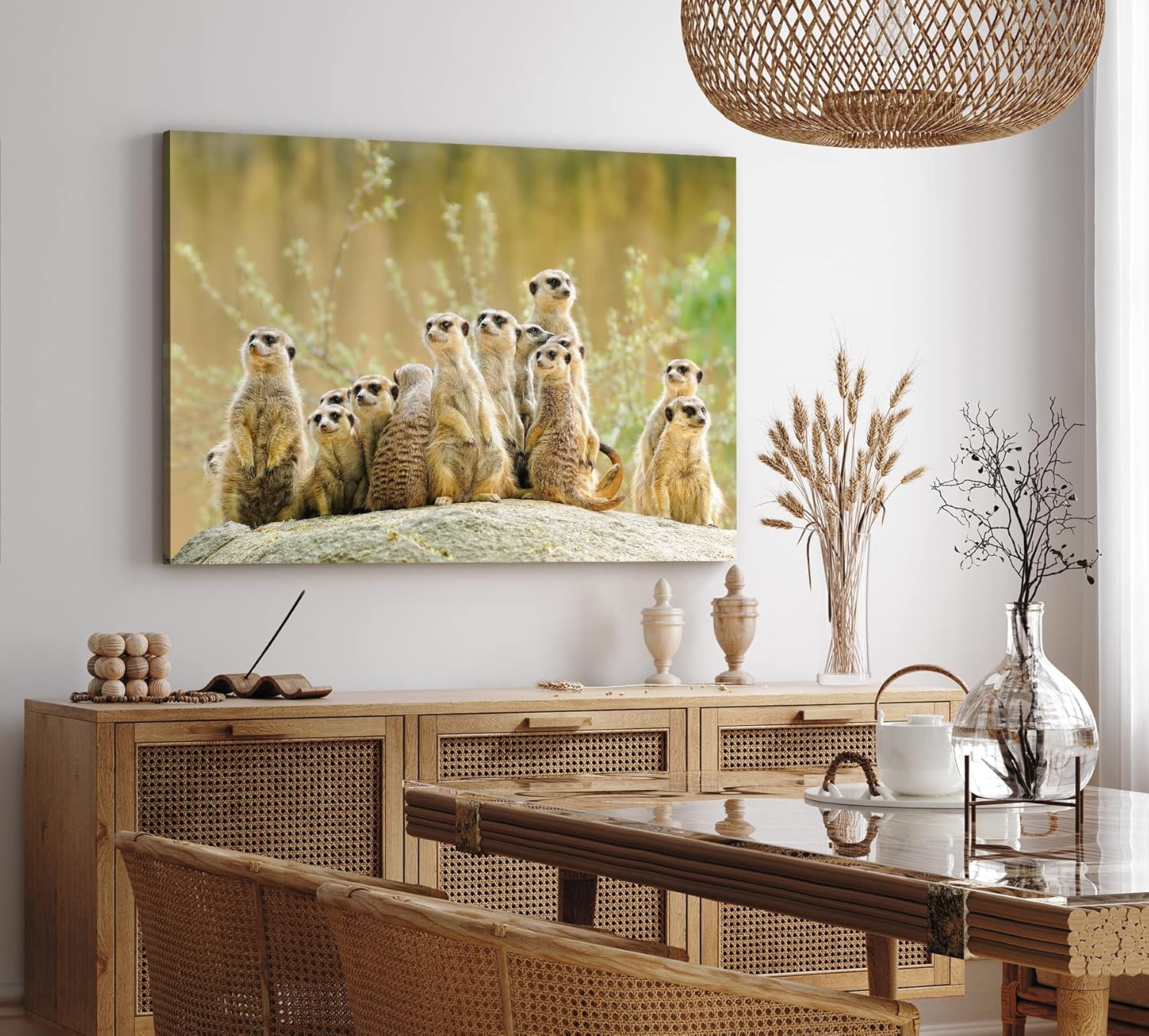Paul Sinus Wandbild 120x80cm Erdmännchen Familie Afrika Tiere Wildnis Südafrika