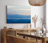 Paul Sinus Wandbild 120x80cm Berge Bergkette Blau Himmel Nebel Sonnenaufgang