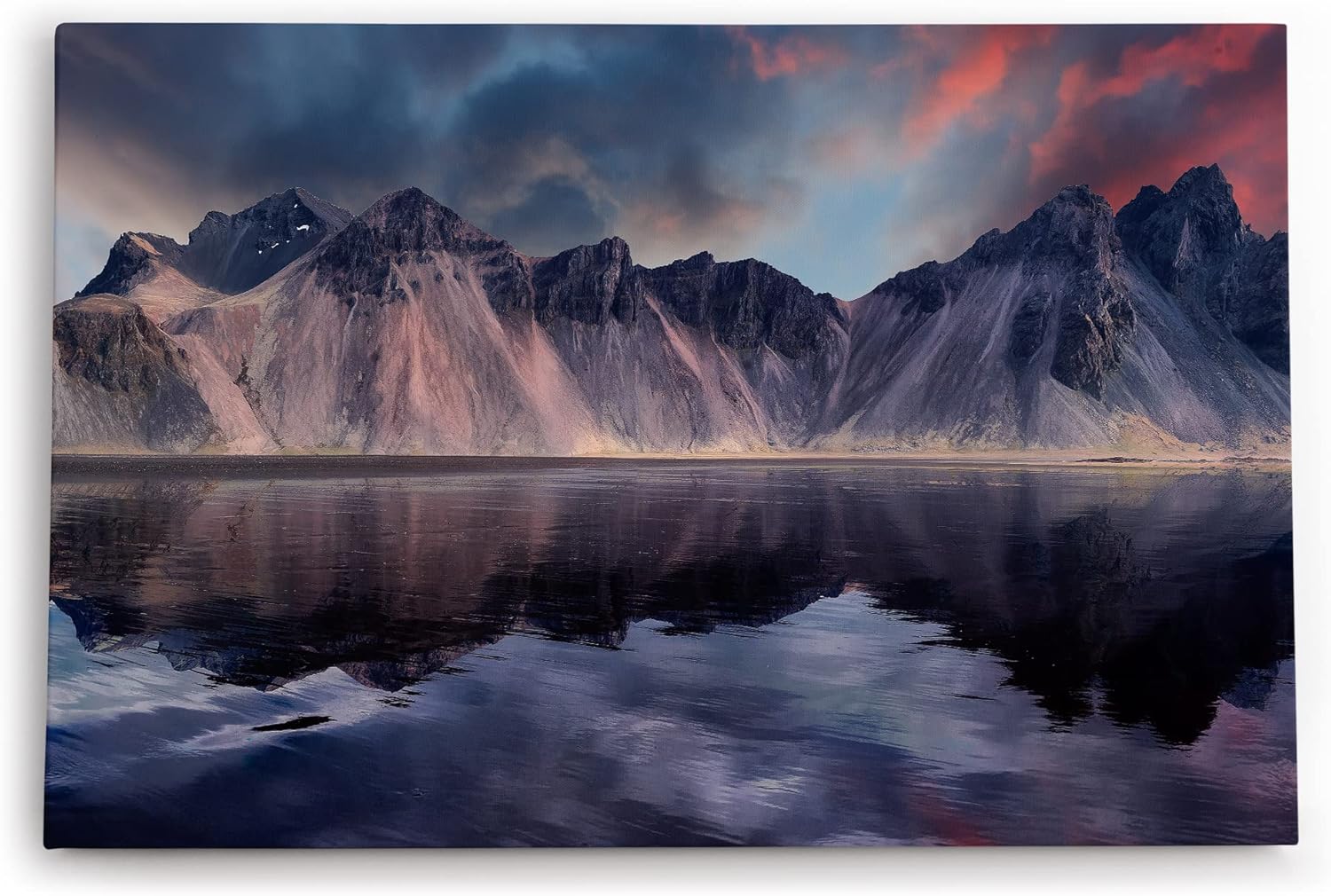 Paul Sinus Wandbild 120x80cm Klifatindur Island Berg schwarzer Strand isländische Landschaft