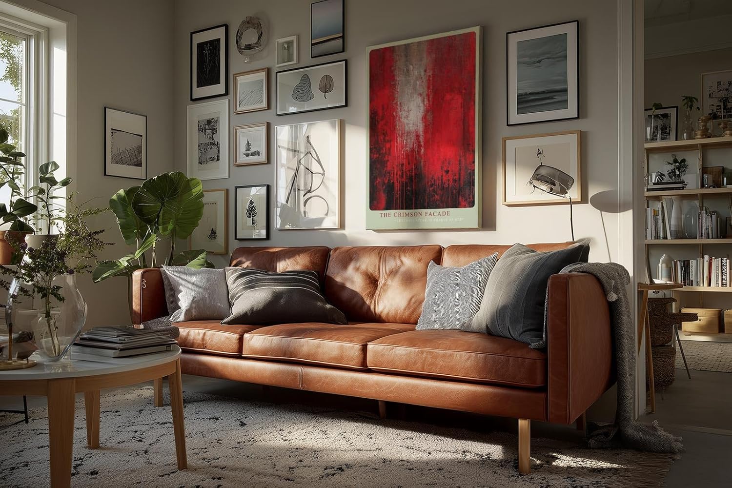 Paul Sinus Wandbild in 40x60cm The Crimson Facade – Ausdrucksstarkes abstraktes Kunstwerk in leuchtendem Rot mit strukturreicher Oberfläche