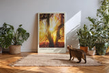 Paul Sinus Kunstdruck 40x60cm Forest Flare – Sonnenstrahlen im goldenen Herbstwald mit leuchtendem Laub
