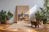 Paul Sinus Kunstdruck 40x60cm Rom in goldenem Abendlicht – Kuppeln und Dächer der Ewigen Stadt in warmen Farben