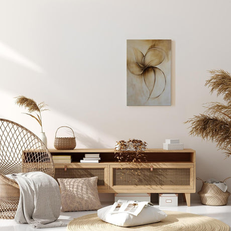 Paul Sinus 60x90cm Wandbild Tanz der Blüten in Beige – Schwungvolle Leichtigkeit mit moderner Blume