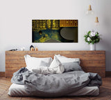 Gitarre in schwarz ca. 130x70cm Wandbild inklusive Schattenfugenrahmen weiss - Panorama Leinwand Bild XXL Format Wandbilder Wohnzimmer Wohnung Deko Kunstdrucke