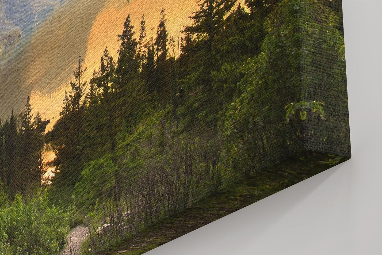Sinus Art Wandbild 120x80cm Malerische Berglandschaft mit Sonnenuntergang und reflektierendem See