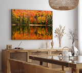 Paul Sinus Wandbild 120x80cm See Herbst Bäume Rot Wasserspieglung Natur