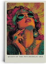 Paul Sinus Leinwandbild 60x90cm psychedelische Queen in leuchtenden Farben und ikonischem Retro-Stil – kunstvolles Leinwandbild