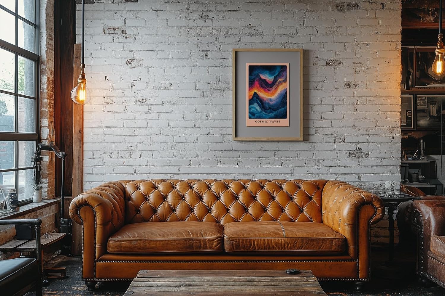 Paul Sinus Leinwandbild 80x120cm kosmische Farbexplosion mit fließenden Wellenformen, abstrakte Wandkunst mit tiefen Blautönen