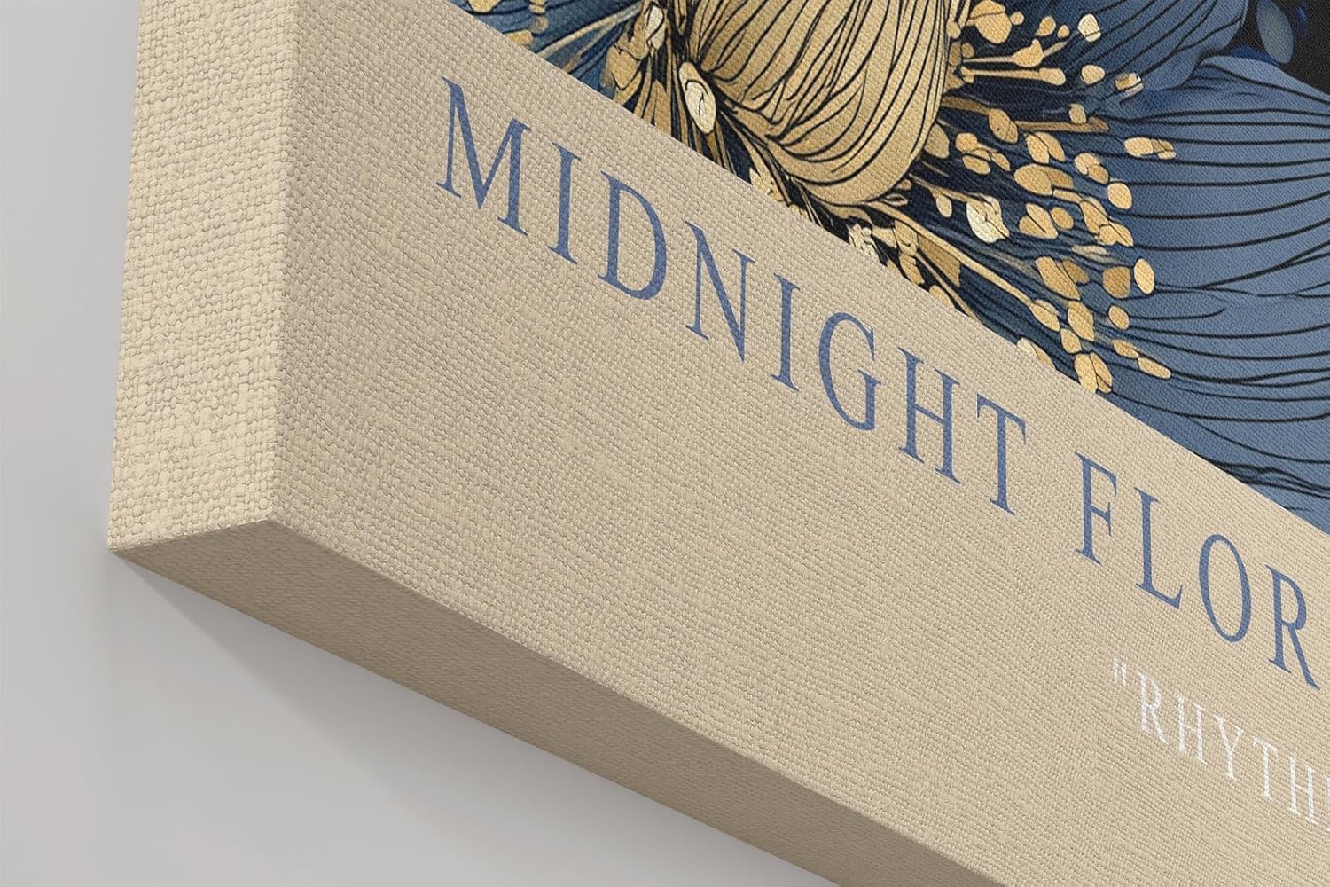 Paul Sinus Wandbild in 40x60cm Midnight Florals Dunkelblaue Blüten Illustration mit Goldakzenten