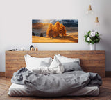 Hütte auf einem Hügel ca. 130x70cm Wandbild inklusive Schattenfugenrahmen weiss - Panorama Leinwand Bild XXL Format Wandbilder Wohnzimmer Wohnung Deko Kunstdrucke