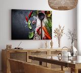 Paul Sinus Wandbild 120x80cm Gewürze Holzlöffel Küche Essen Kochen Obst