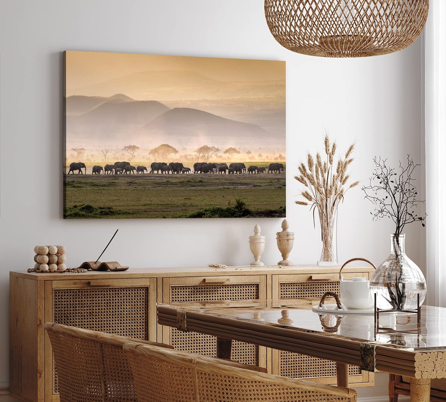 Paul Sinus Wandbild 120x80cm Elefantenherde Elefanten Afrika Tierfotografie Landschaft