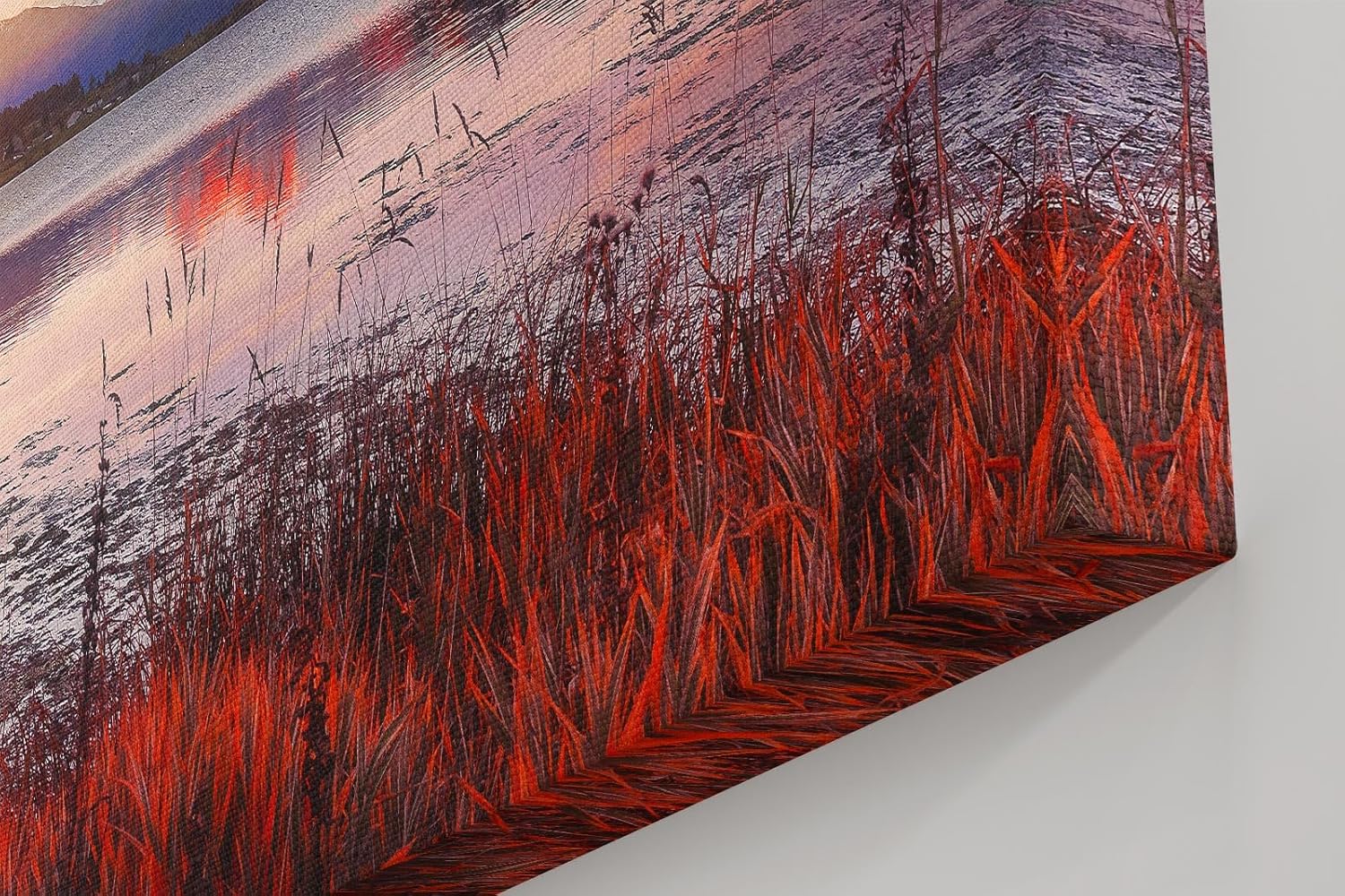 Sinus Art Wandbild 120x80cm See mit reflektierendem Himmel vor verschneiten Bergen – kontrastreich und lebendig