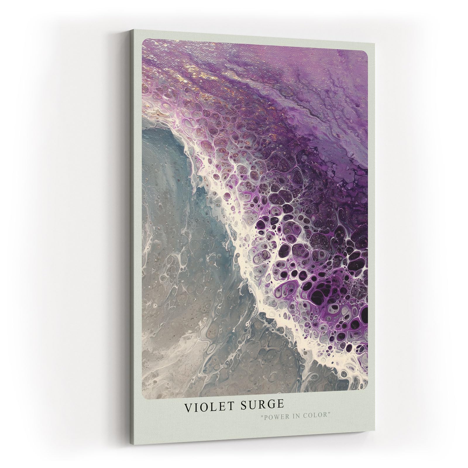Paul Sinus Wandbild in 40x60cm Violet Surge Abstrakte Wellenbewegung in Violett und Weiß