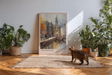 Paul Sinus Kunstdruck 40x60cm Amsterdam Netherlands – Malerische Altstadt an Gracht in herbstlichem Licht mit künstlerischem Flair