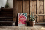 Paul Sinus Kunstdruck 40x60cm Coral Bloom – Blüte in Korallrot mit zarten Tropfen in leuchtender Nahaufnahme