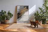 Paul Sinus Kunstdruck 40x60cm Golden Stroke – Ausdrucksstarke goldene Pinselstruktur auf abstrakter Textur in Schwarz-Weiß