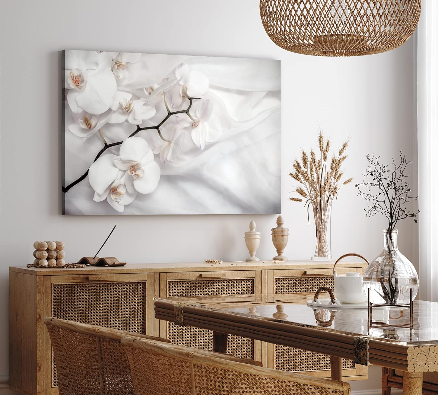 Paul Sinus Wandbild 120x80cm Weiß Orchidee Blumen Blüten Hell Fotokunst