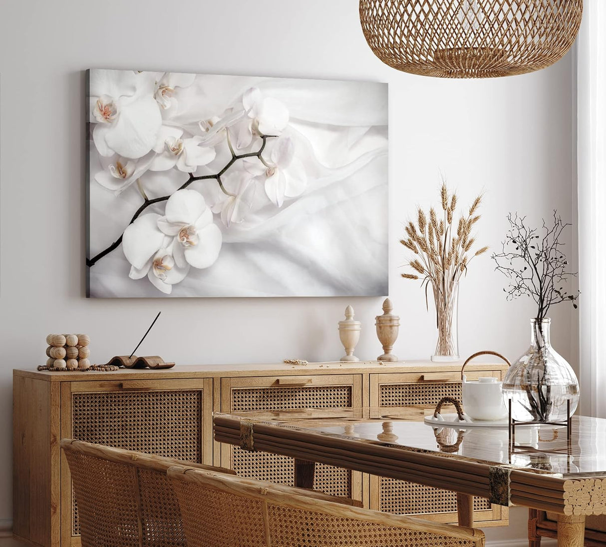 Paul Sinus Wandbild 120x80cm Weiß Orchidee Blumen Blüten Hell Fotokunst
