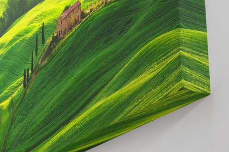 Sinus Art Wandbild 120x80cm Atemberaubende Landschaft der Toskana mit sanften Hügeln und typisch italienischer Architektur