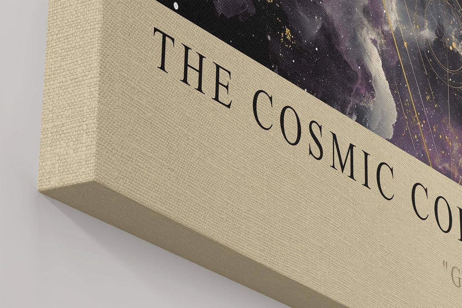 Paul Sinus Wandbild in 40x60cm The Cosmic Code – Faszinierende Weltraumkomposition mit goldenem geometrischem Dreieck und mystischen Nebelstrukturen