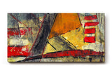 Sinus Art Wandbild 120x80cm Grafische Formen und Linien in Rot, Gelb und Schwarz auf strukturreichem Untergrund