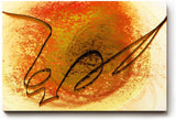 Sinus Art Wandbild 120x80cm Kreisförmige Strukturen in Orange und Gelb mit zentraler schwungvoller schwarzer Linie